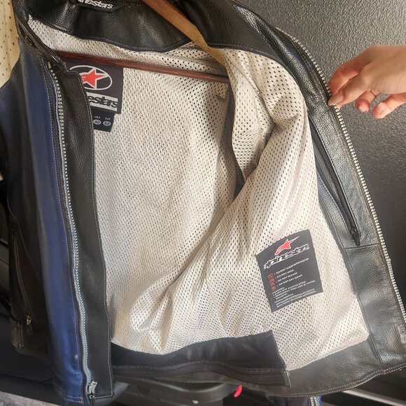 Alpinestars Leather Motorcycle Jacket US 42  - Blue/Black/White Sport Riding - Picture 2 of 12